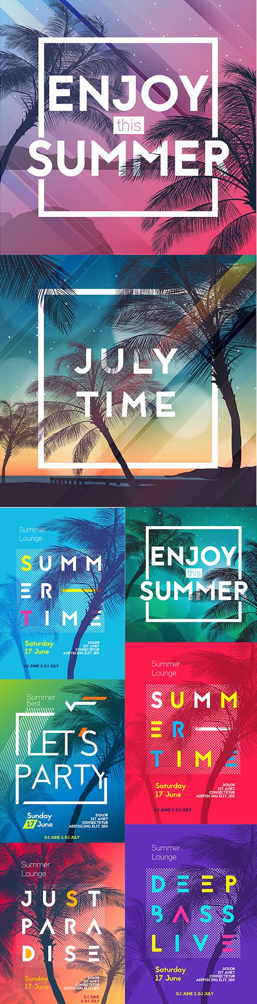 Summer time party poster design template