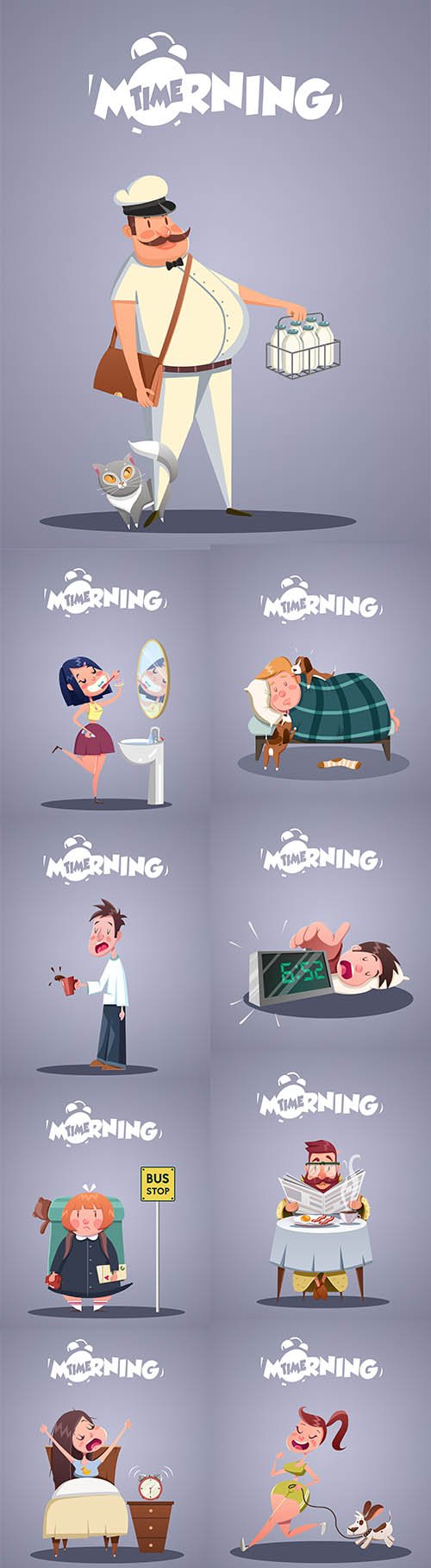 Daily morning life vector illustration