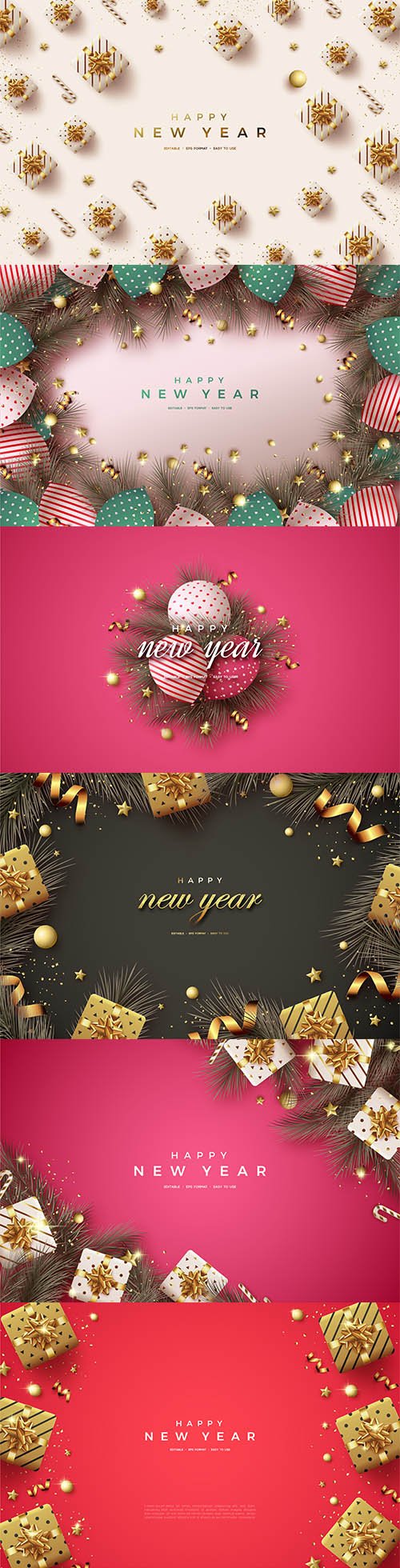 Happy new year card with decorations