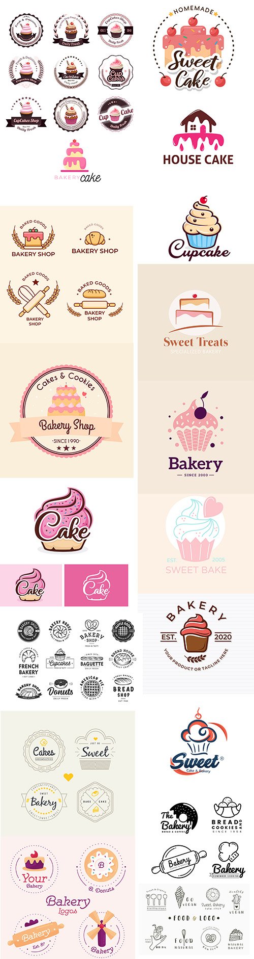 Bakery cake logo template collection