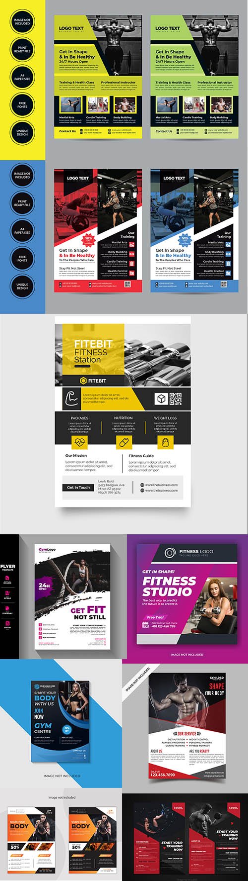 Gym and fitness flyer template collection Vol 3