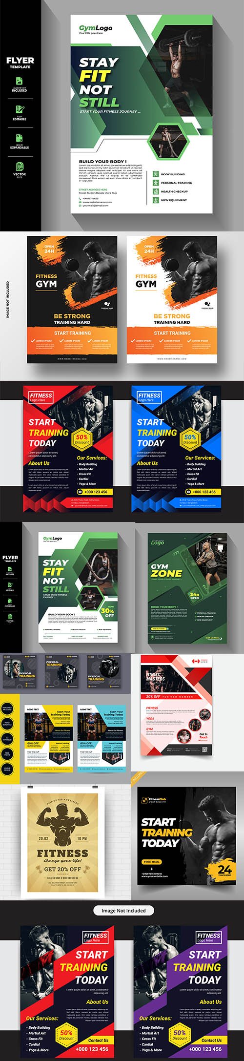 Gym and fitness flyer template collection Vol 2