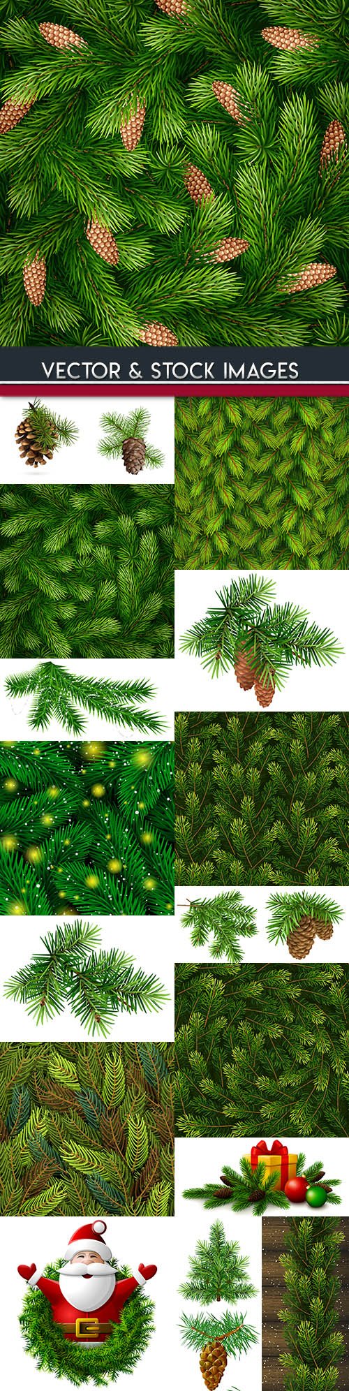 Christmas Tree branches New Year's decoration pattern