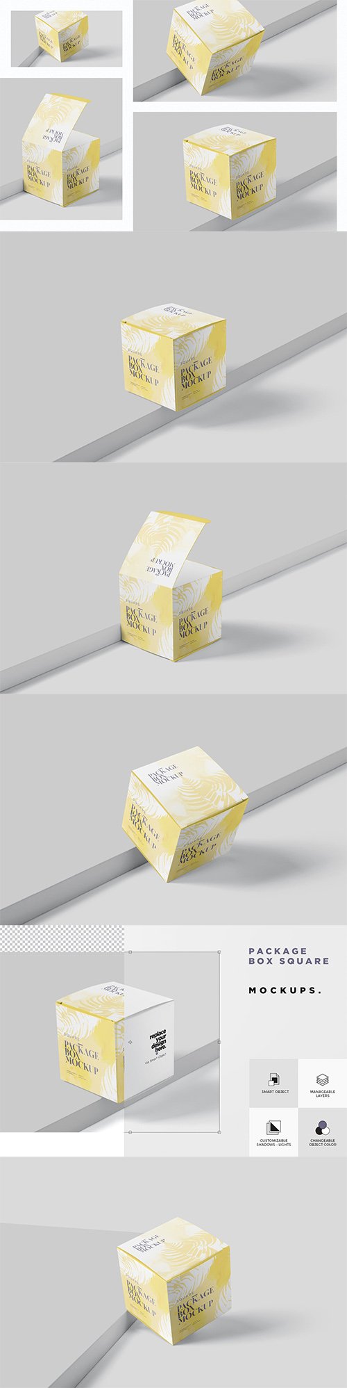 Package Box Mock-Up Set - Square PSD