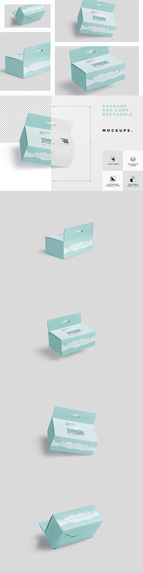 Package Box Mockup - Long Rectangle with Hanger PSD