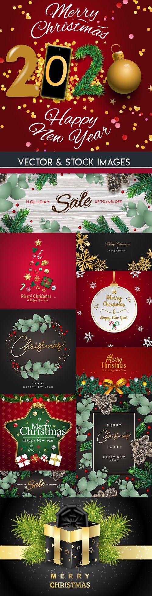 Merry Christmas and New Year background decorative 18