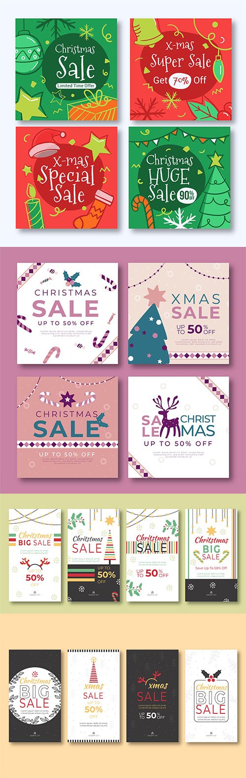 Christmas sale instagram post and stories collection