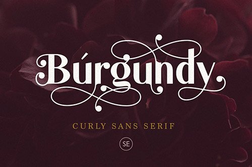 Burgundy - Curly Sans Serif
