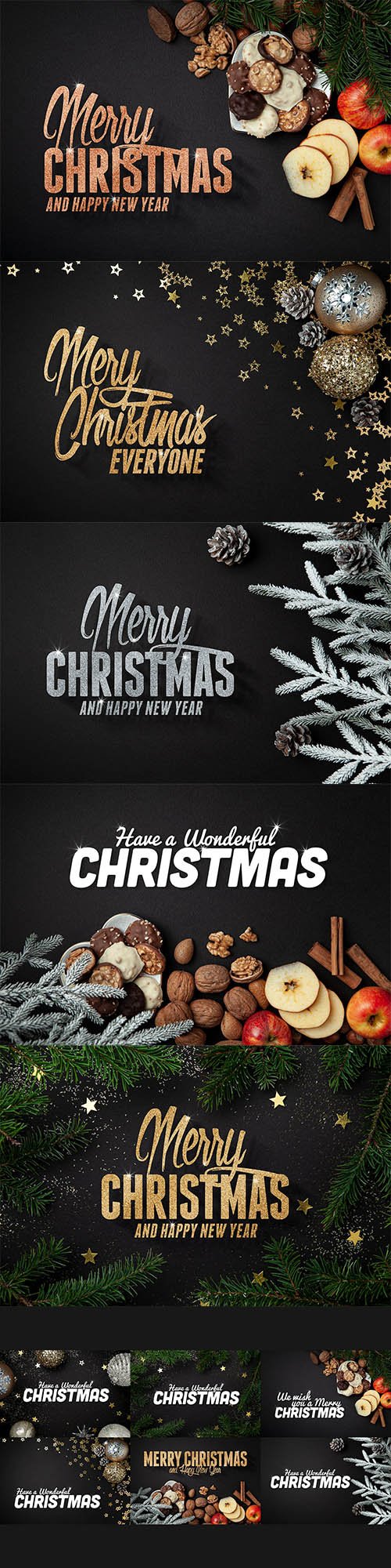 6 Christmas Backgrounds with Editable Text