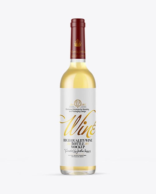 Clear Glass White Wine Bottle Mockup 50489