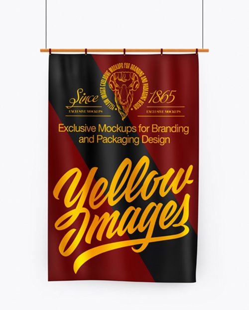 Vertical Flag With Wooden Pole Mockup 29015
