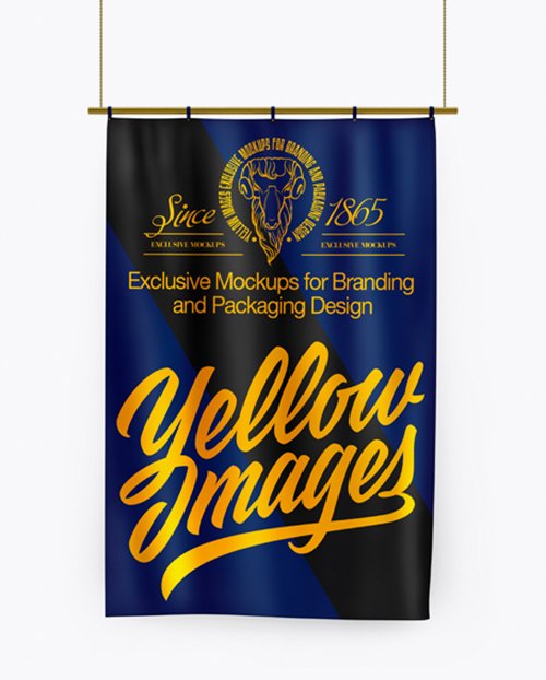 Vertical Flag With Metallic Pole Mockup 29019