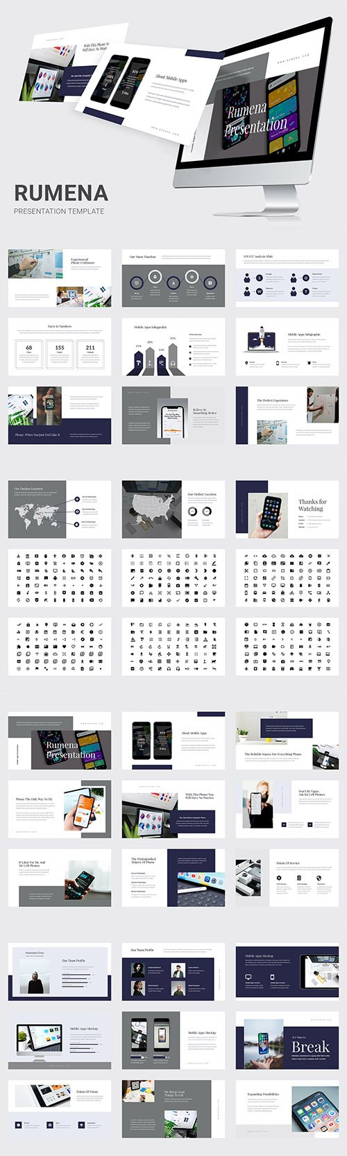 Rumena - Mobile Apps Showcase Powerpoint, Keynote and Google Slides Template