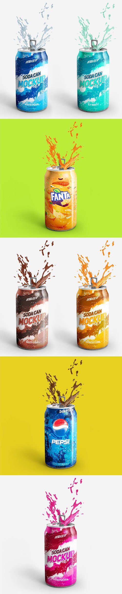 Soda Can PSD Mockup with Splash Effect