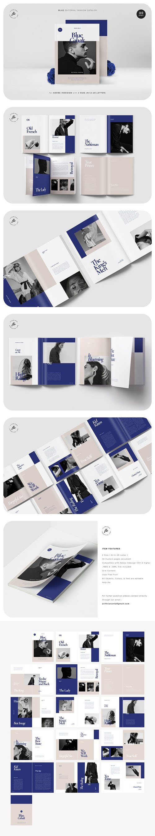 Blue Editorial Fashion Catalog Indesign INDD Templates