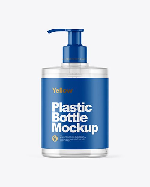 Clear Plastic Bottle with Pump Mockup 46247