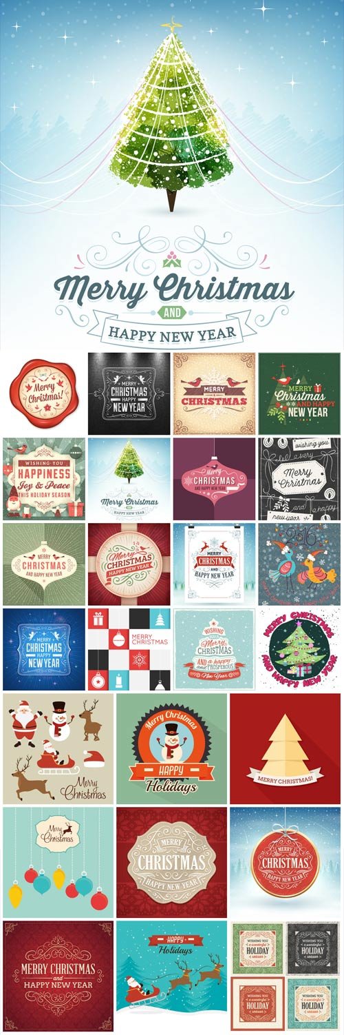 New Year and Christmas illustrations in vector №38
