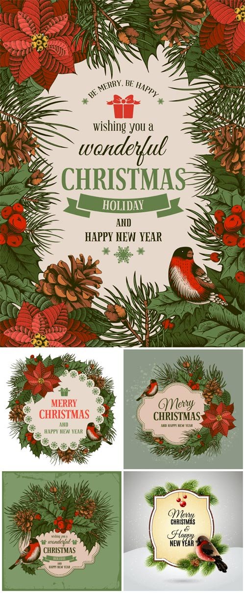 New Year and Christmas illustrations in vector №17