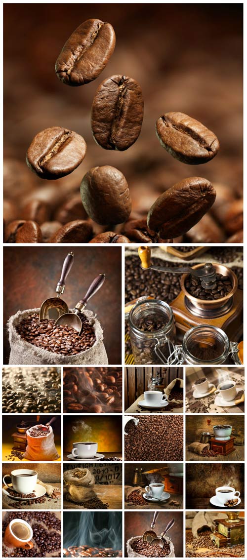 Coffee and coffee beans stock photo