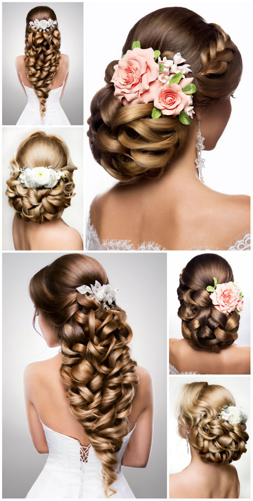 Wedding and evening hairstyles stock photo