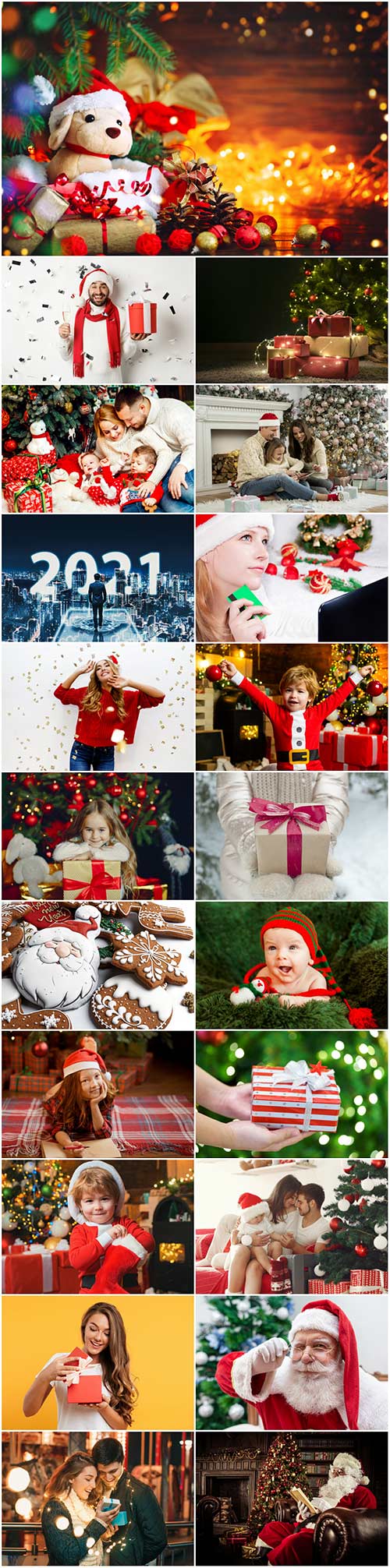Merry Christmas And Happy New Holidays Concept Set Stock Photo