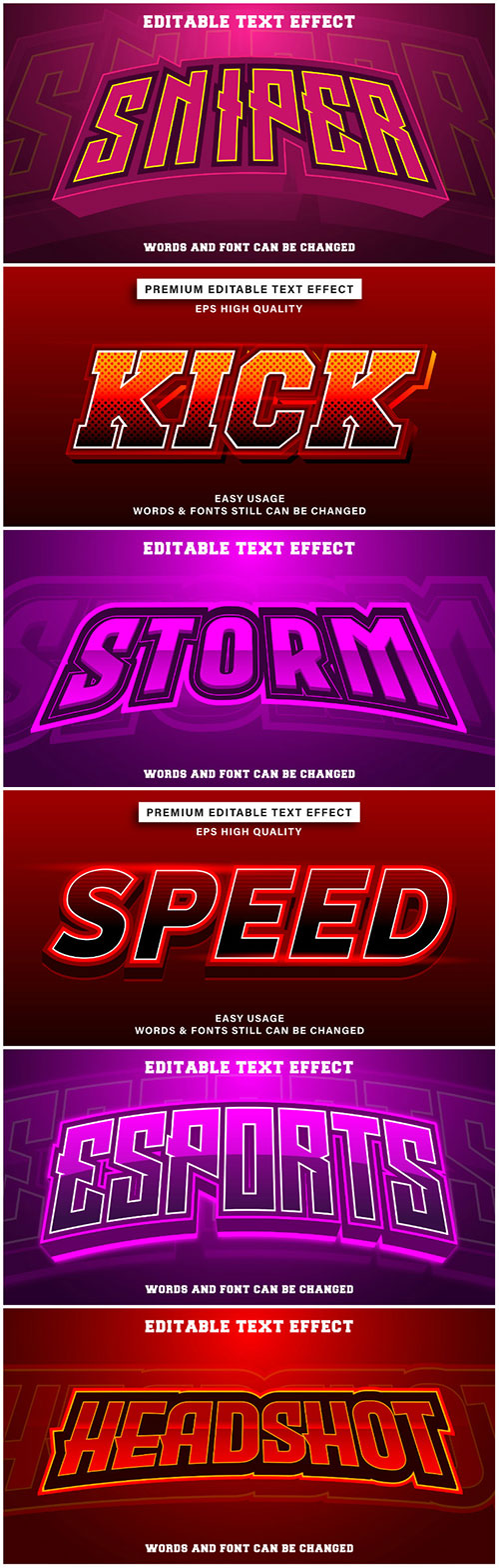 3d editable text style effect vector vol 193