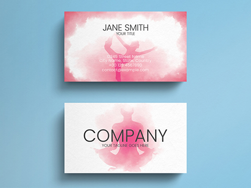 Pink Watercolor Yoga Business Card Layout