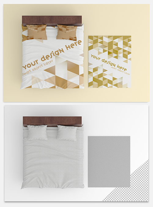 Bed Sheet and Pillow Set Mockup