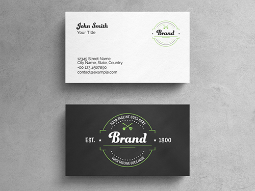 Vintage Restaurant Business Card Layout with Graphic Accents