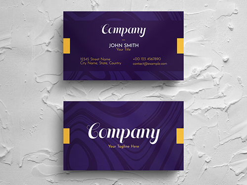 Simple Purple Business Card Layout with Yellow Accent