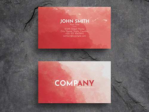 Minimalist Business Card Layout with Watercolor Texture Background