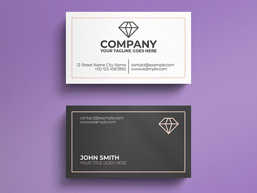White and Grey Business Card Layout with Diamond Logo