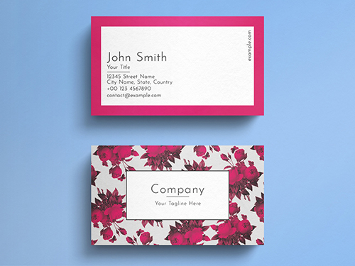 Business Card Layout with Graphic Red Roses Elements