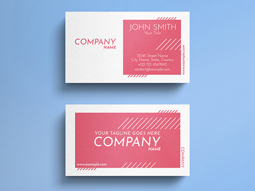 Corporate White And Pink Business Card Layout with Line Accents