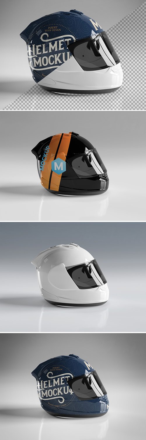 Motorcycle Helmet Isolated on Grey Mockup