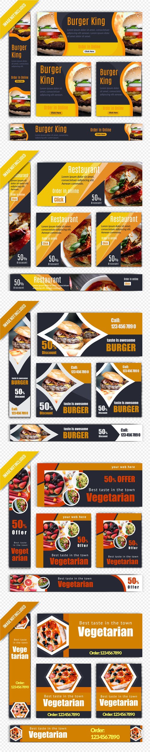 Food & Restaurant Banners Templates in Vector