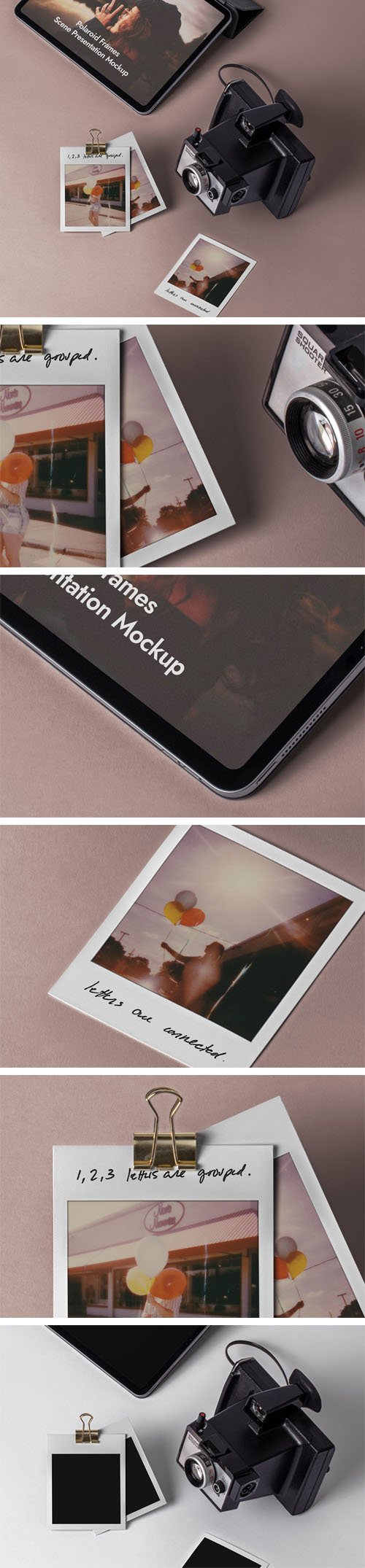 Polaroid Frames Scene Presentation PSD Mockup Template