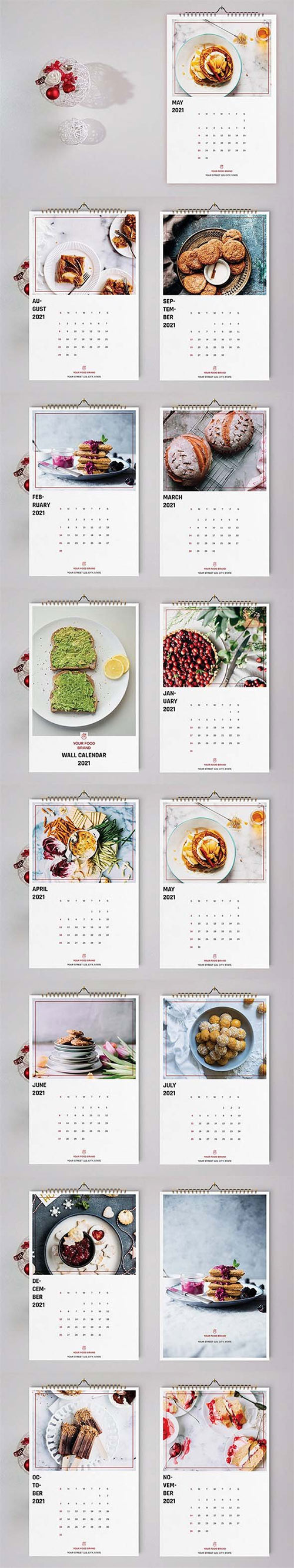 Food Wall Calendar Template 2021