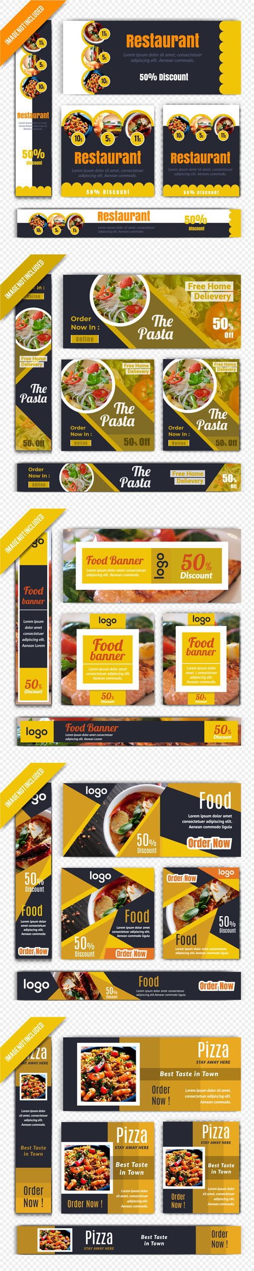 Food & Restaurant Banners Templates in Vector