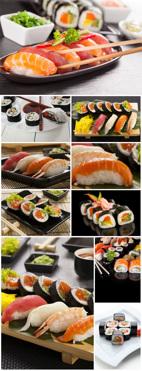 Delicious sushi sets stock photo