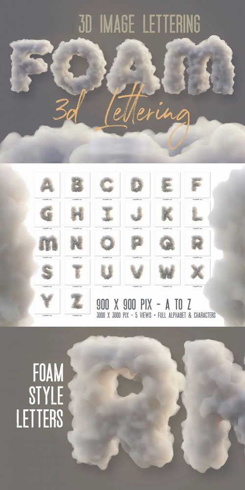 Foam Style A-Z Letters - 3D Image Lettering