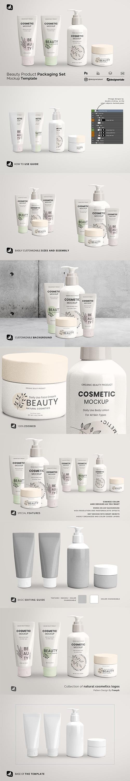 Beauty Product Packaging Set Mockup 5251048