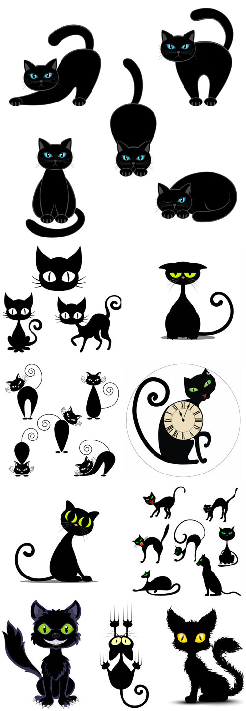 Black cats in vector