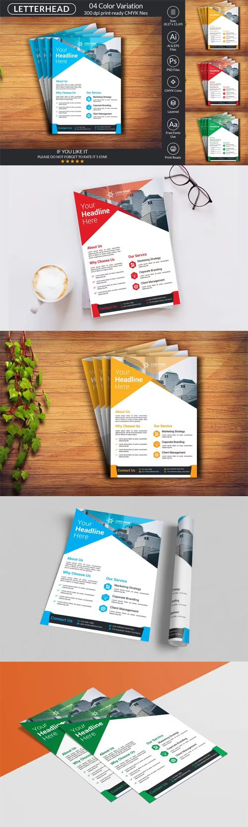 4 Professional Flyer Design Templates for Illustrator & Photoshop