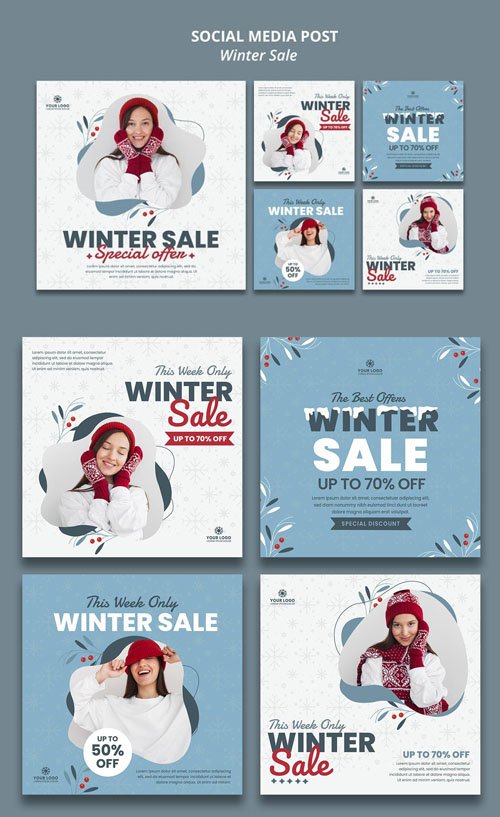 Winter Sale Social Media Posts PSD Templates