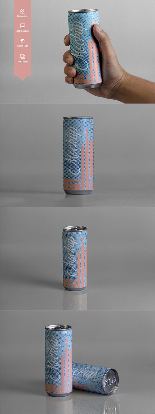 250 ml Can Slim Bottle Mockup