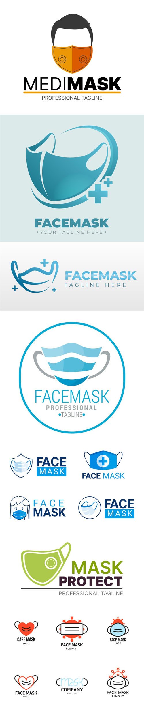 15 Face Mask Logos Templates in Vector