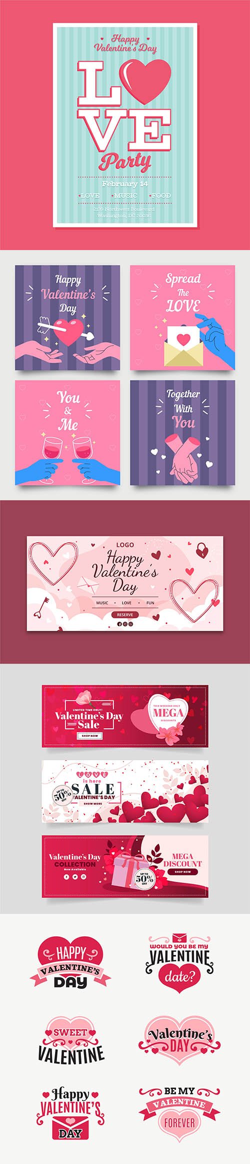 Happy Valentines day vector collection vol 2