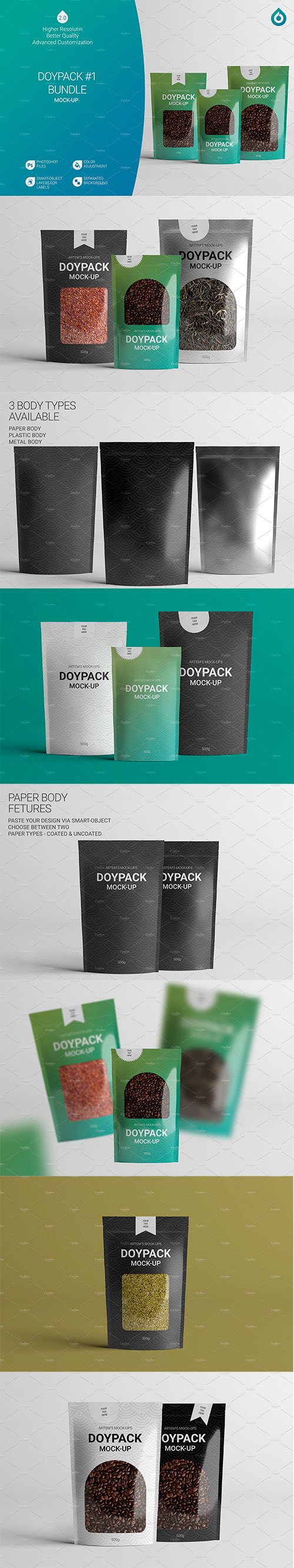 Doypack Packaging Mockup Set Pouch v2.0