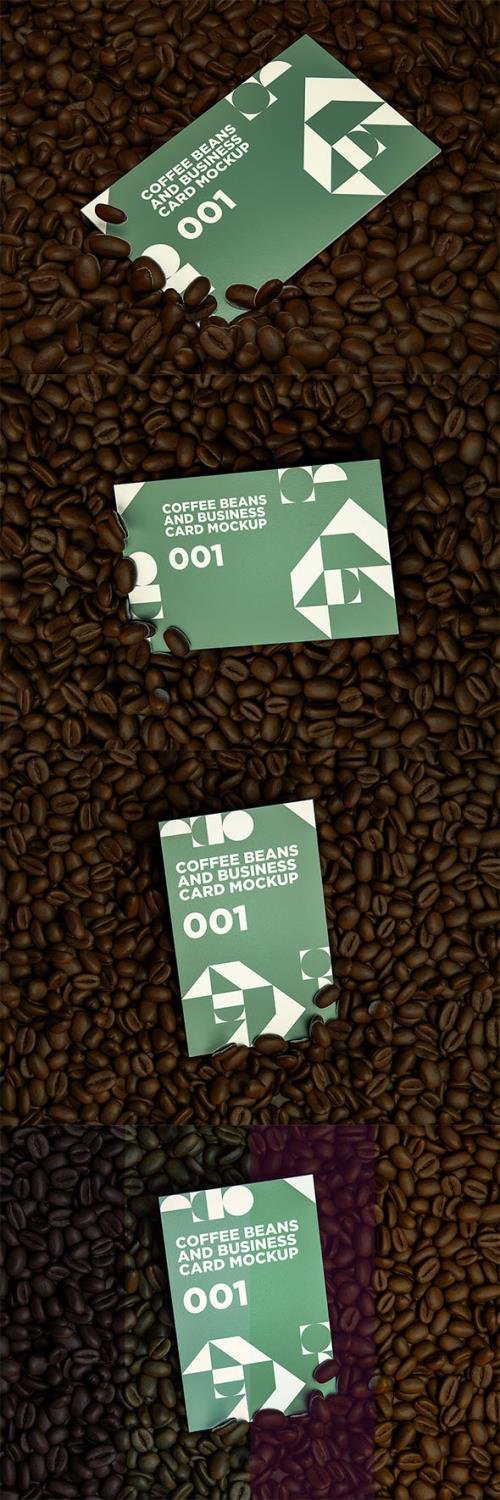 Coffee Beans And Business Card MockUp 001 PSD